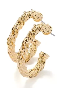 Textured Gold Tone Hoop Earrings