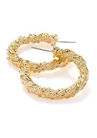 Textured Gold Tone Hoop Earrings