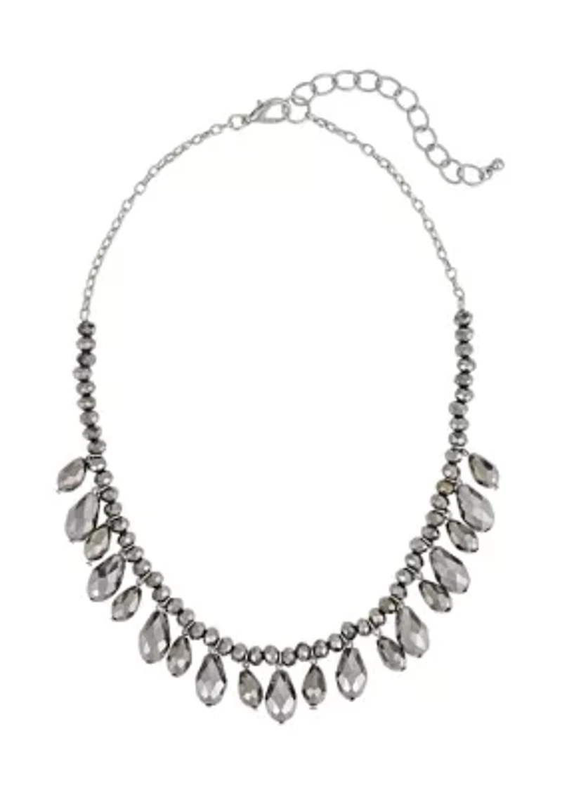 Hematite Beaded Frontal Necklace 