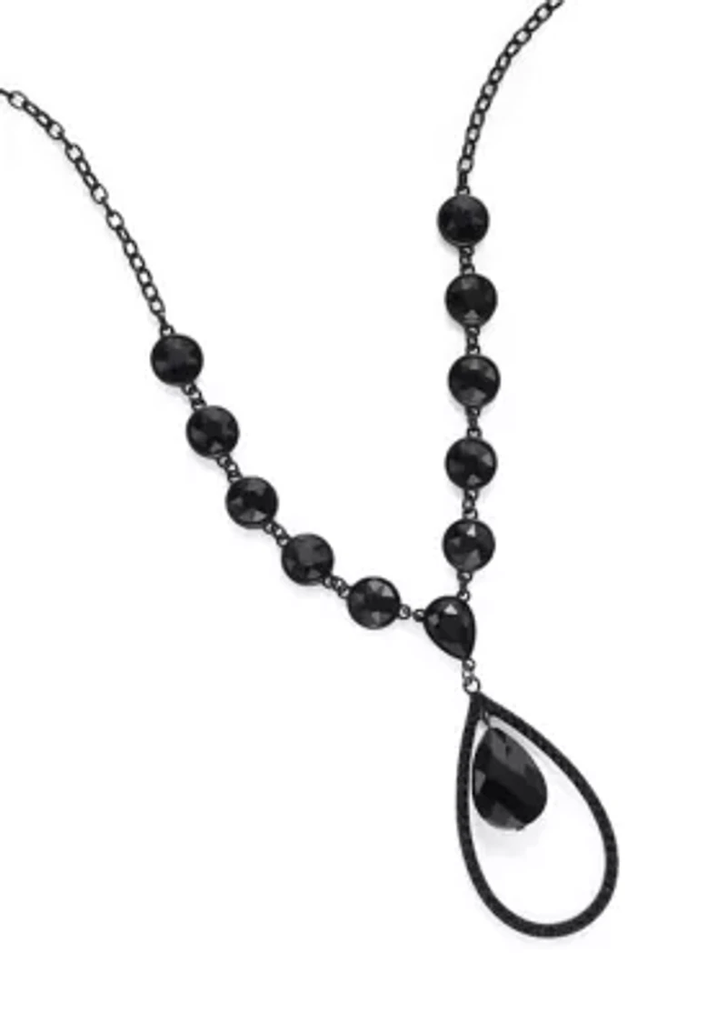 Orbital Jet Tear Drop Pendant Necklace