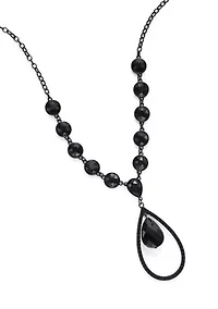 Orbital Jet Tear Drop Pendant Necklace