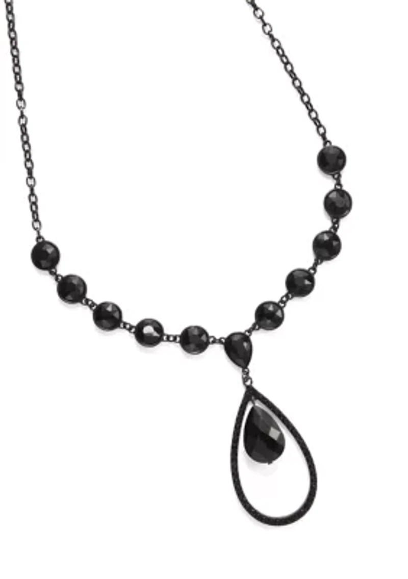 Orbital Jet Tear Drop Pendant Necklace