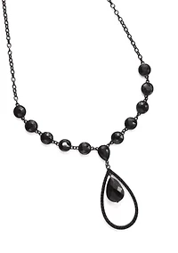 Orbital Jet Tear Drop Pendant Necklace