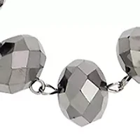 Long Linked Faceted Hematite Bead Necklace