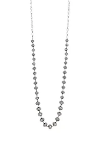 Long Linked Faceted Hematite Bead Necklace