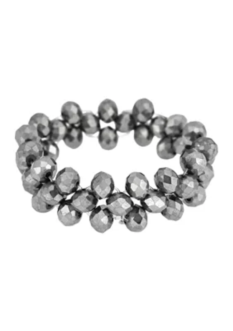 Hematite Woven Bead Stretch Bracelet