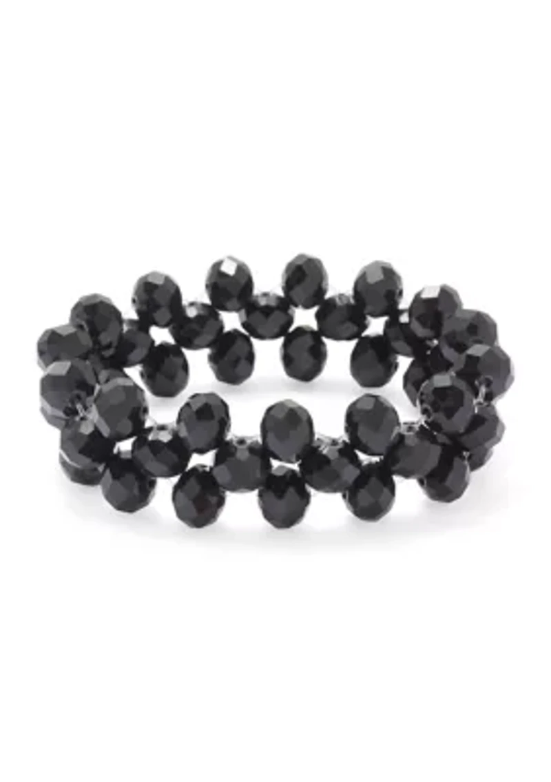Jet Woven Bead Stretch Bracelet