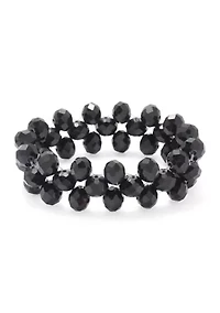 Jet Woven Bead Stretch Bracelet