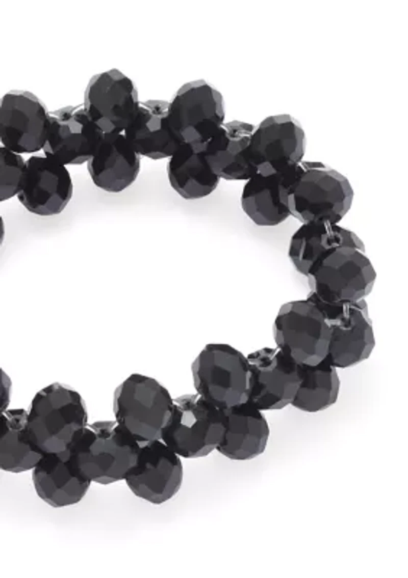 Jet Woven Bead Stretch Bracelet