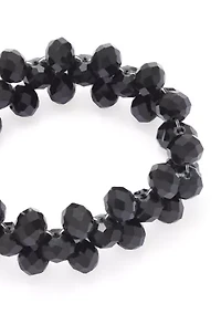 Jet Woven Bead Stretch Bracelet