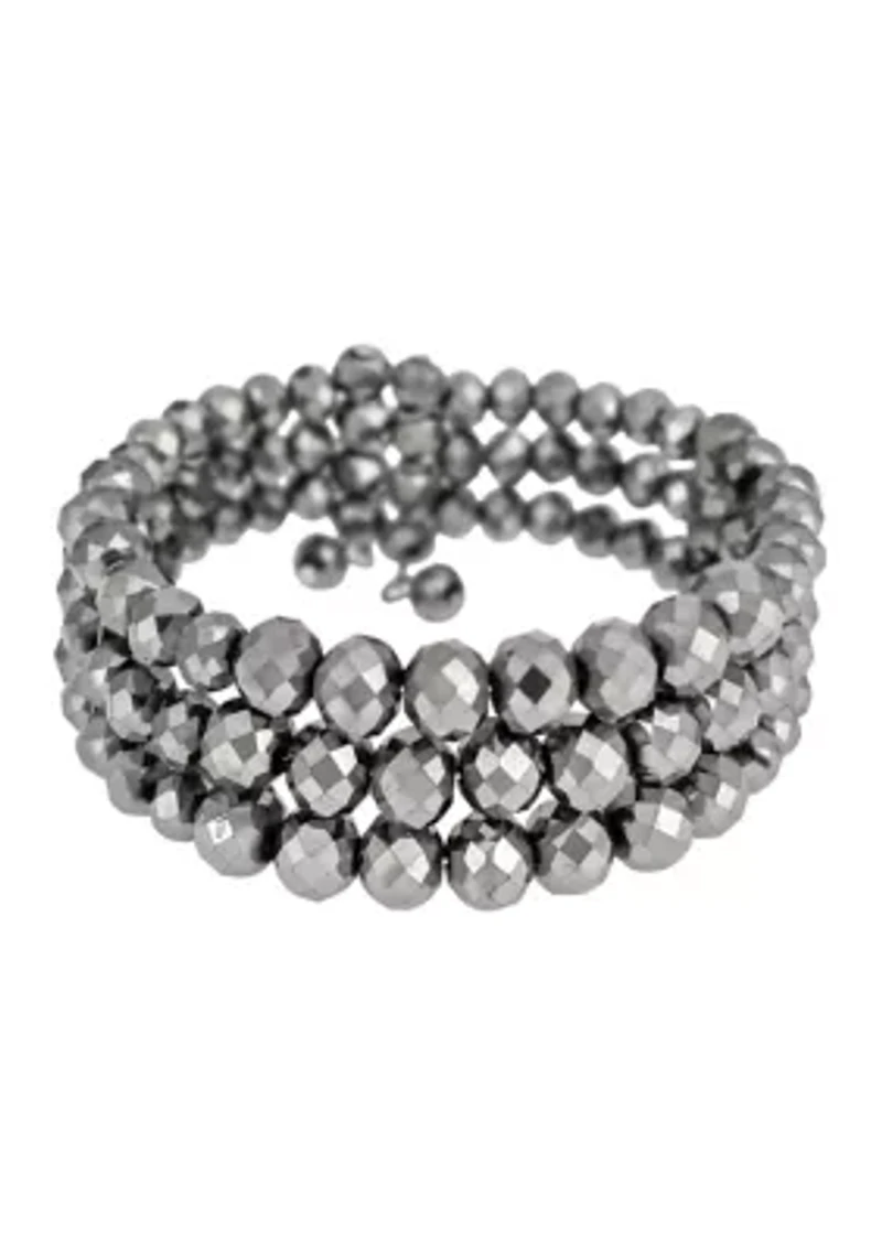 Multi Hematite Beaded Coil Bracelet