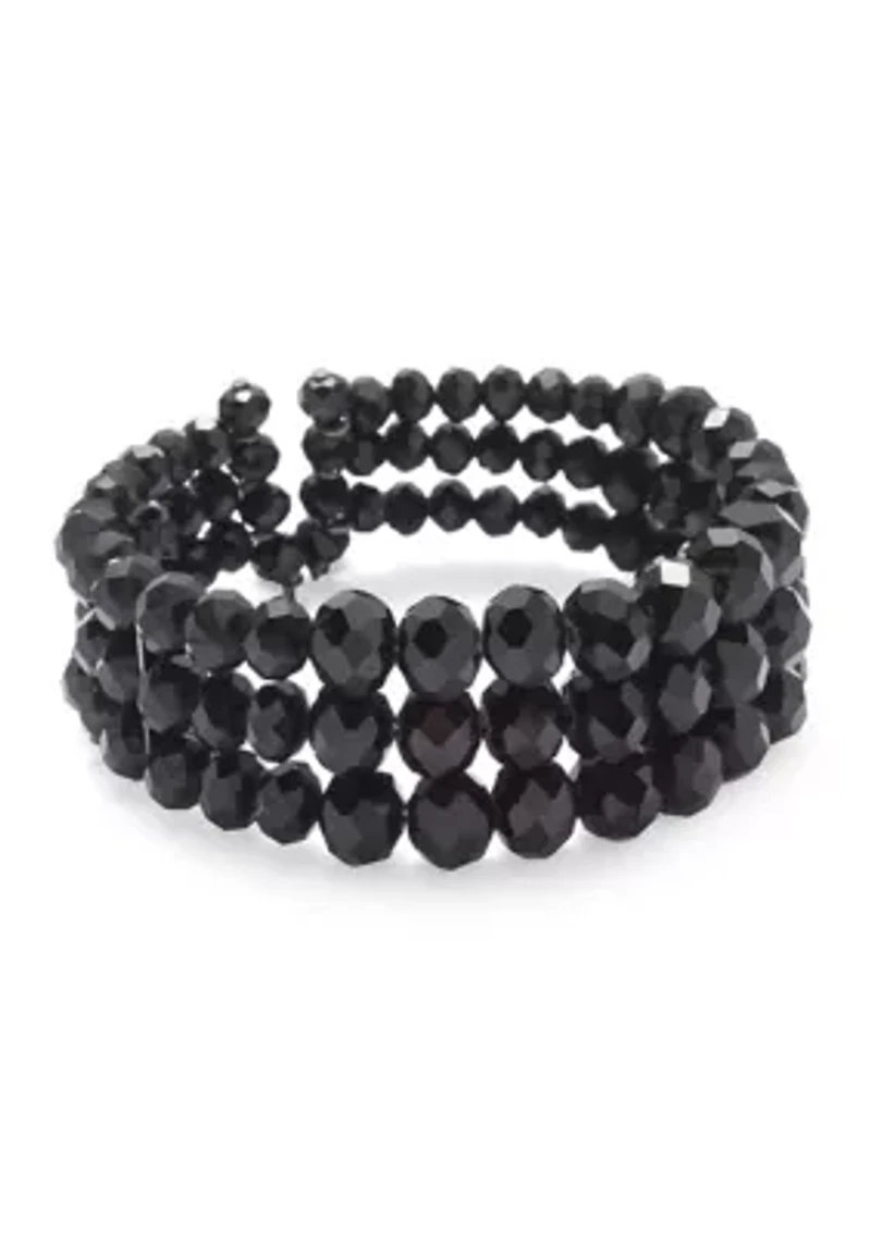 Jet Beaded Cuff Bracelet