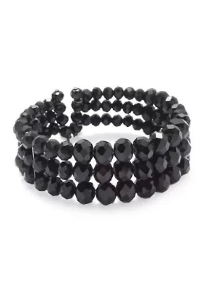 Jet Beaded Cuff Bracelet