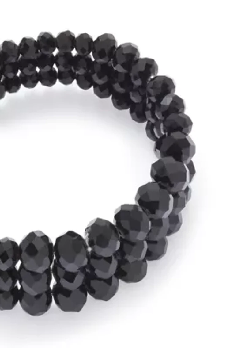 Jet Beaded Cuff Bracelet