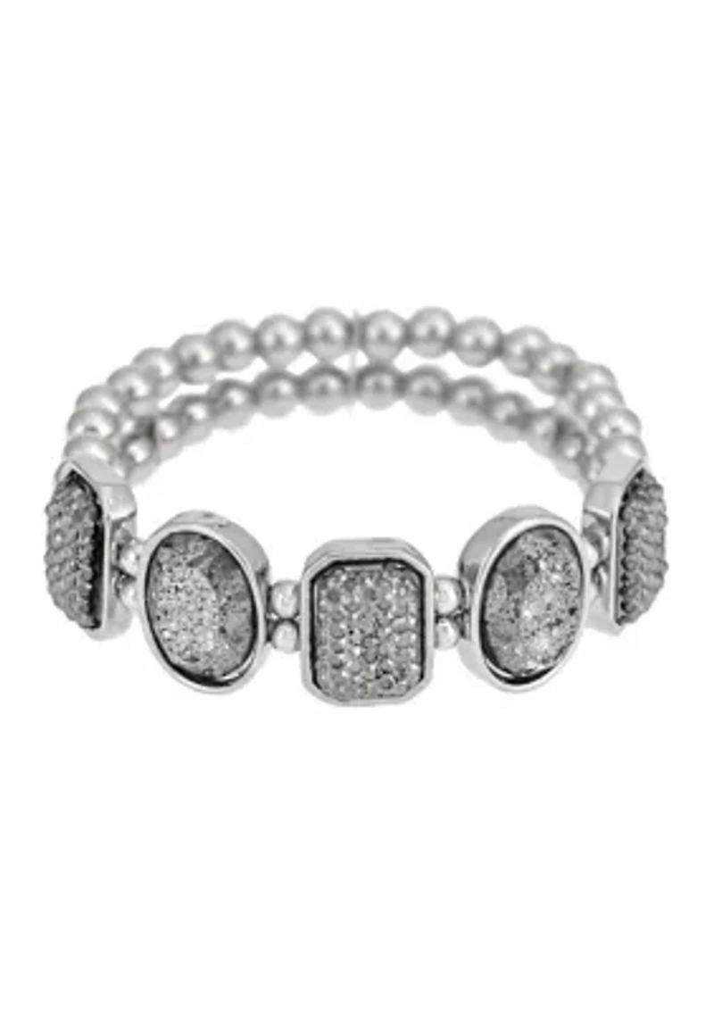 Hematite Frontal Stone Stretch Bracelet