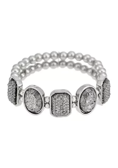 Hematite Frontal Stone Stretch Bracelet