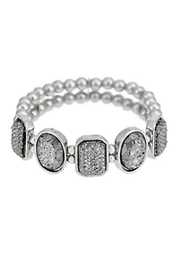 Hematite Frontal Stone Stretch Bracelet