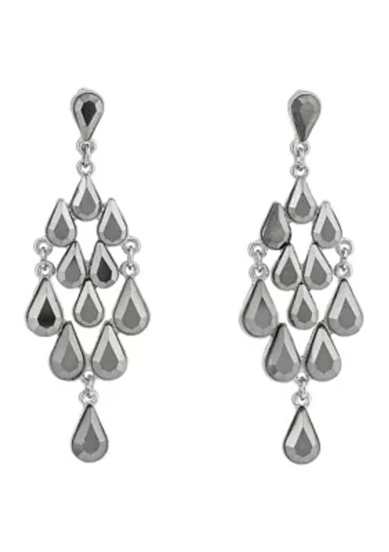 Hematite Stone Chandelier Earrings