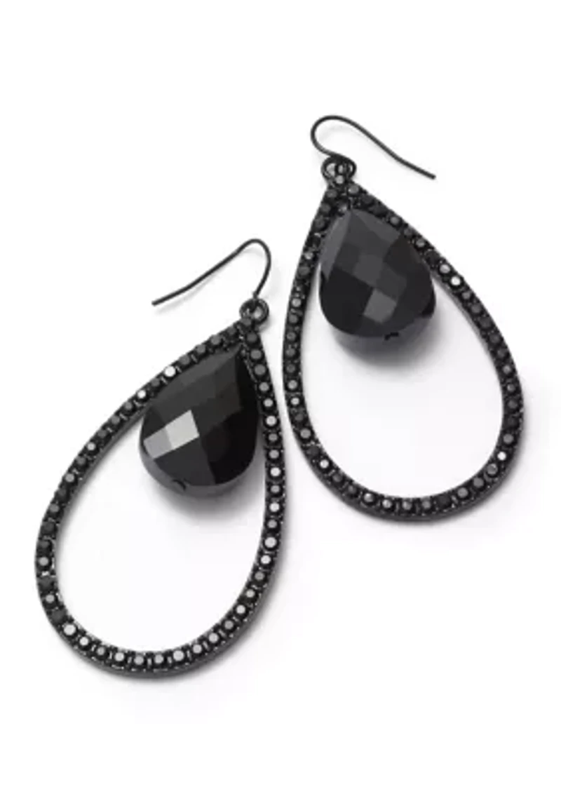 Jet Orbital Teardrop Earrings