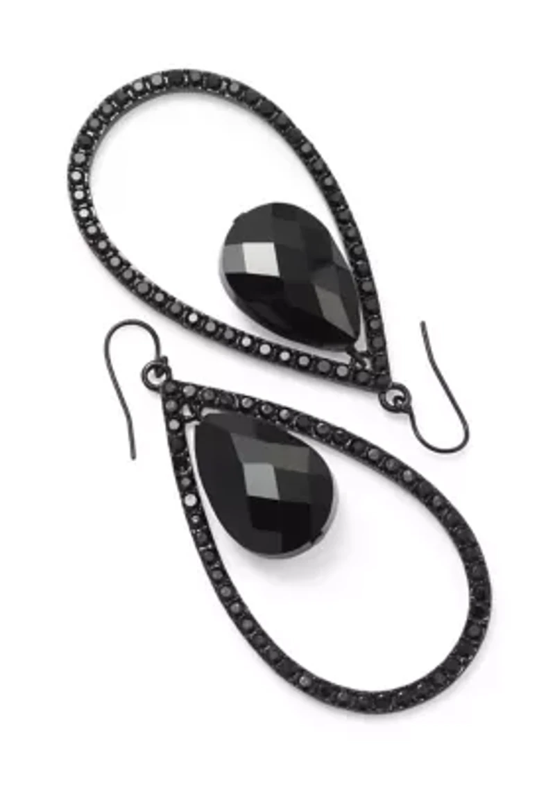 Jet Orbital Teardrop Earrings