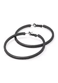 Jet Stone Pave Hoop Earrings