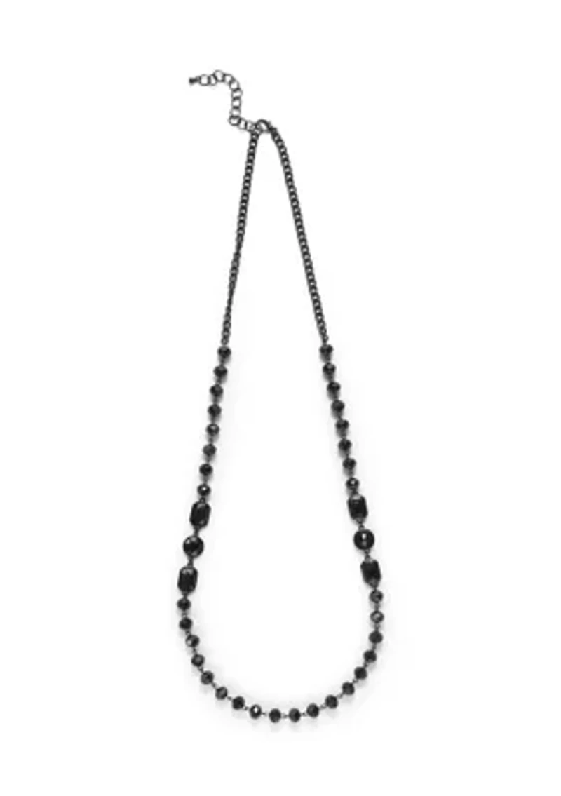 Jet Long Station Necklace
