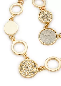 Two Row Crystal Disc Link Frontal Necklace