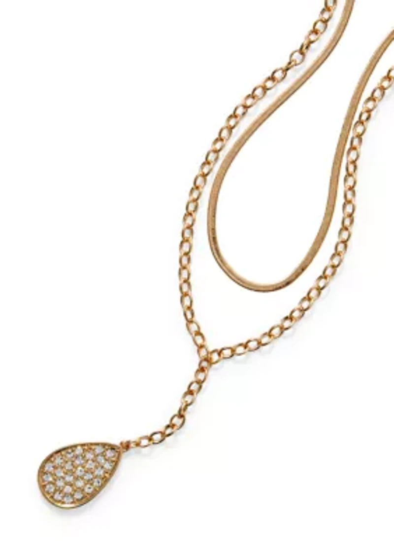 Two Row Crystal Pendant Necklace