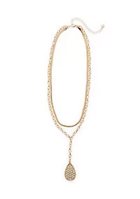 Two Row Crystal Pendant Necklace