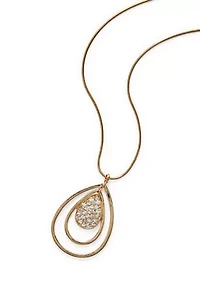 Crystal Gold Tone Orbital Pendant Necklace 