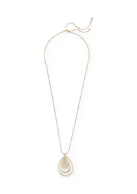 Crystal Gold Tone Orbital Pendant Necklace 