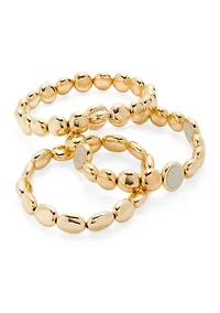 Crystal Beaded Gold Tone Stretch Bracelet Set