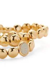 Crystal Beaded Gold Tone Stretch Bracelet Set