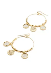 Fringe Crystal Disc Hoop Earrings