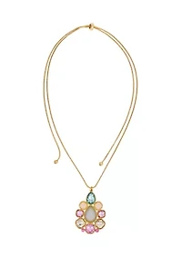 Multi Pastel Stone Cluster Pendant Necklace