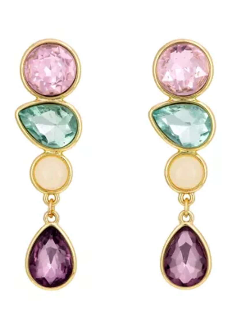 Four Multi Shape Pastel Stone Drop Earrings