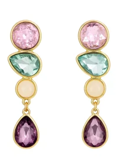 Four Multi Shape Pastel Stone Drop Earrings