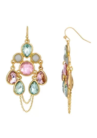 Multi Pastel Stone Chandelier Drop Earrings