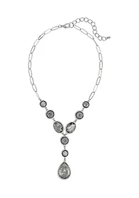 Linked Hematite Stone Station Necklace