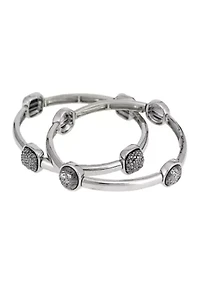  Stretch Bangle with Hematite Stone Accents Bracelet Set