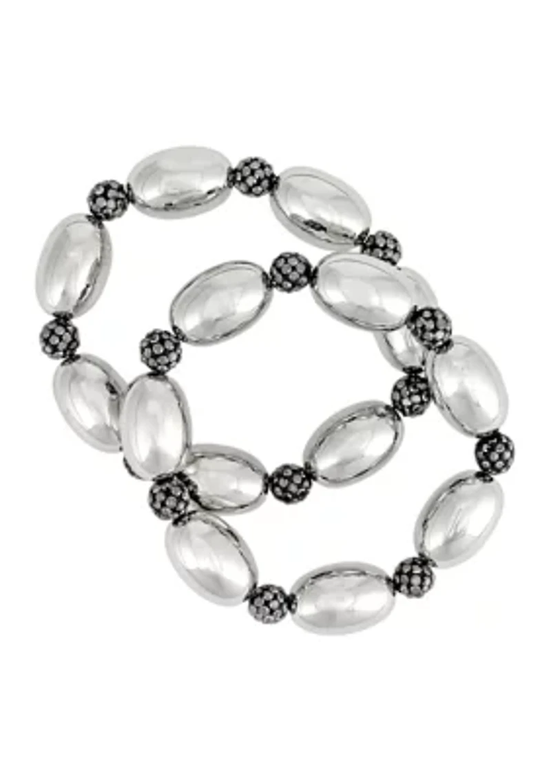 Oval Bead Stretch Bracelet Set