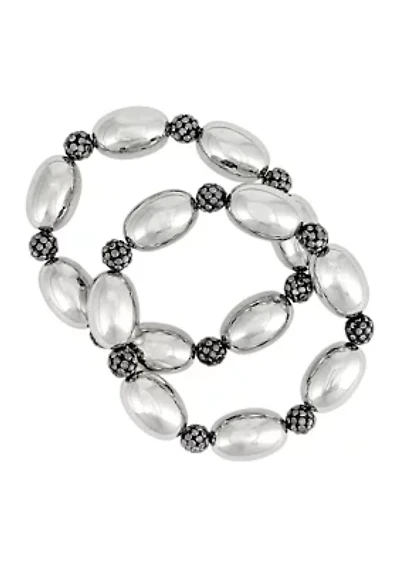 Oval Bead Stretch Bracelet Set