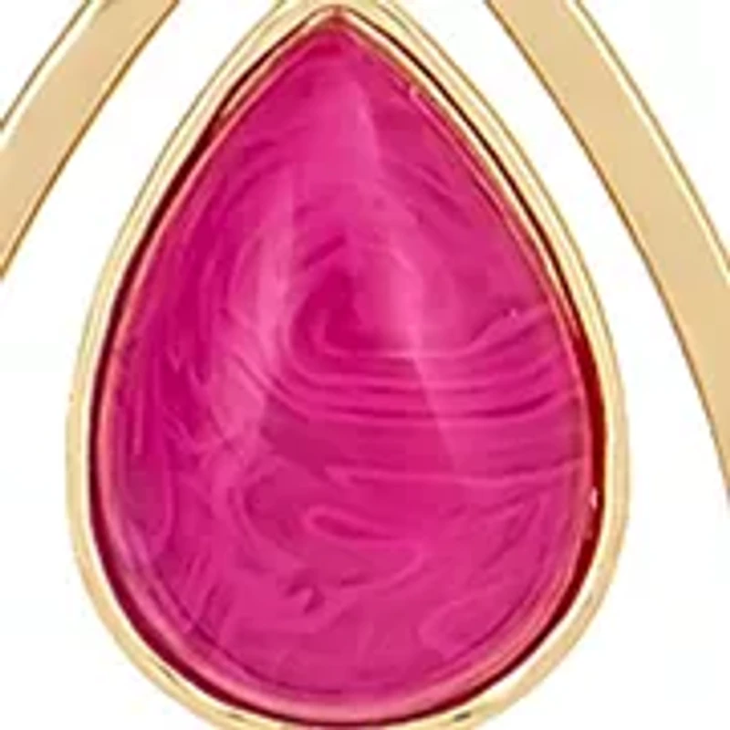 Gold Tone Teardrop Orbital Pendant Necklace