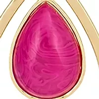 Gold Tone Teardrop Orbital Pendant Necklace