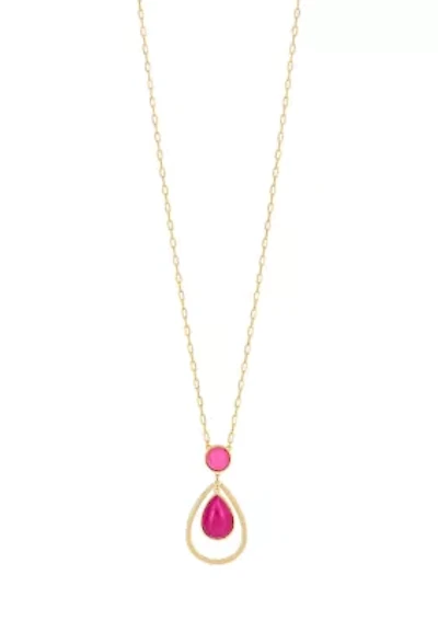 Gold Tone Teardrop Orbital Pendant Necklace