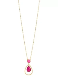 Gold Tone Teardrop Orbital Pendant Necklace