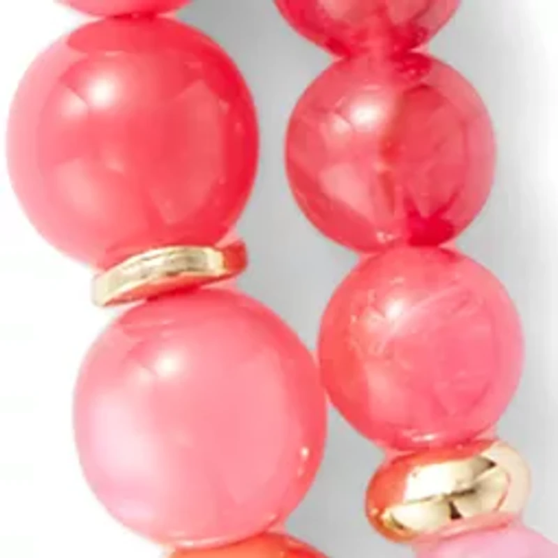 Pink Beaded Layered Frontal Necklace