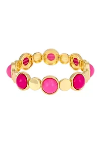 Gold Tone Multi Stone and Disc Stretch Bracelet