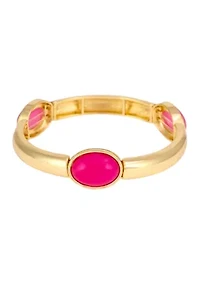 Gold Tone Stretch Stone Station Bangle Bracelet