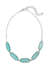 Aqua Lucite Oblong Frontal Necklace